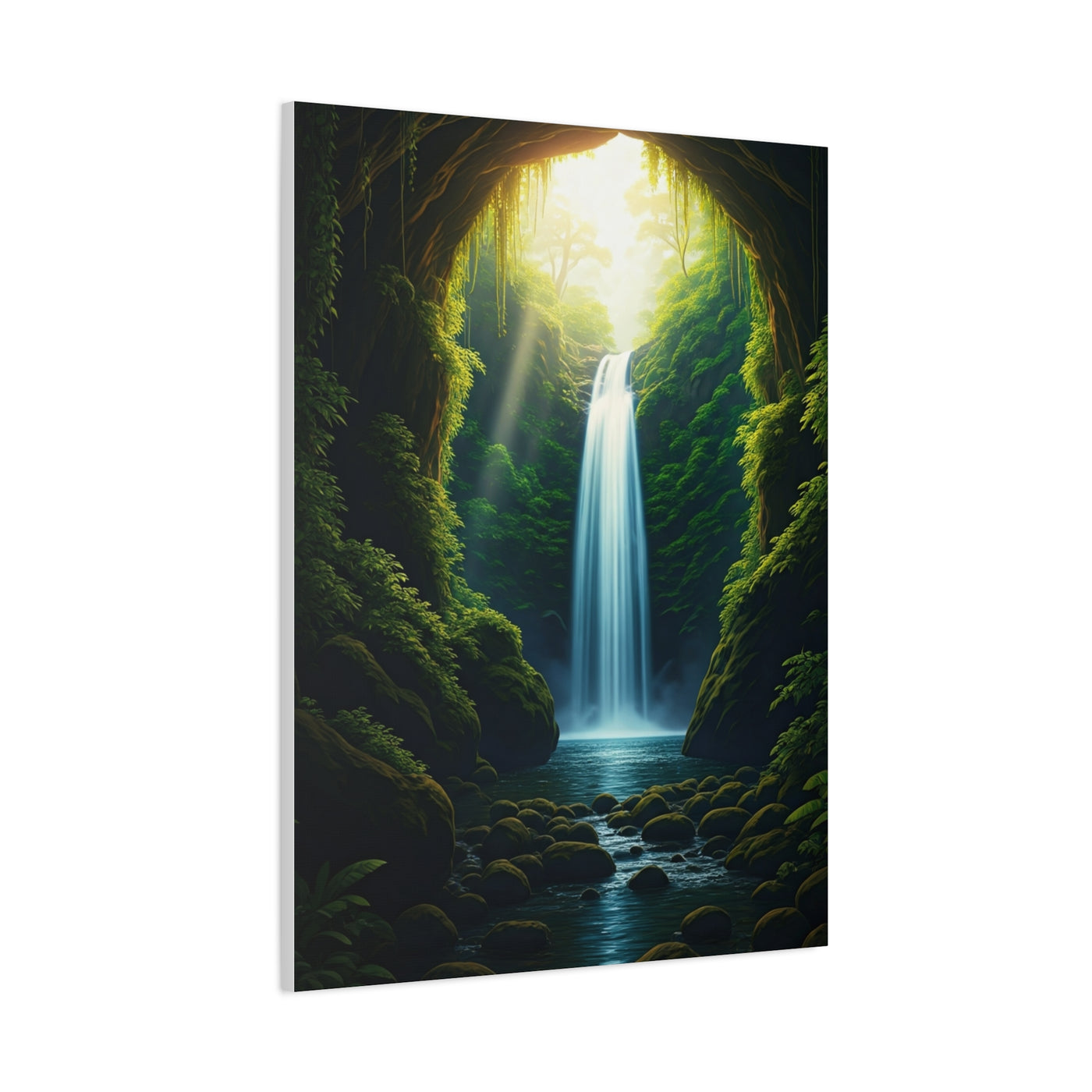 Sunlit Waterfall Sanctuary Wall Art & Canvas Prints