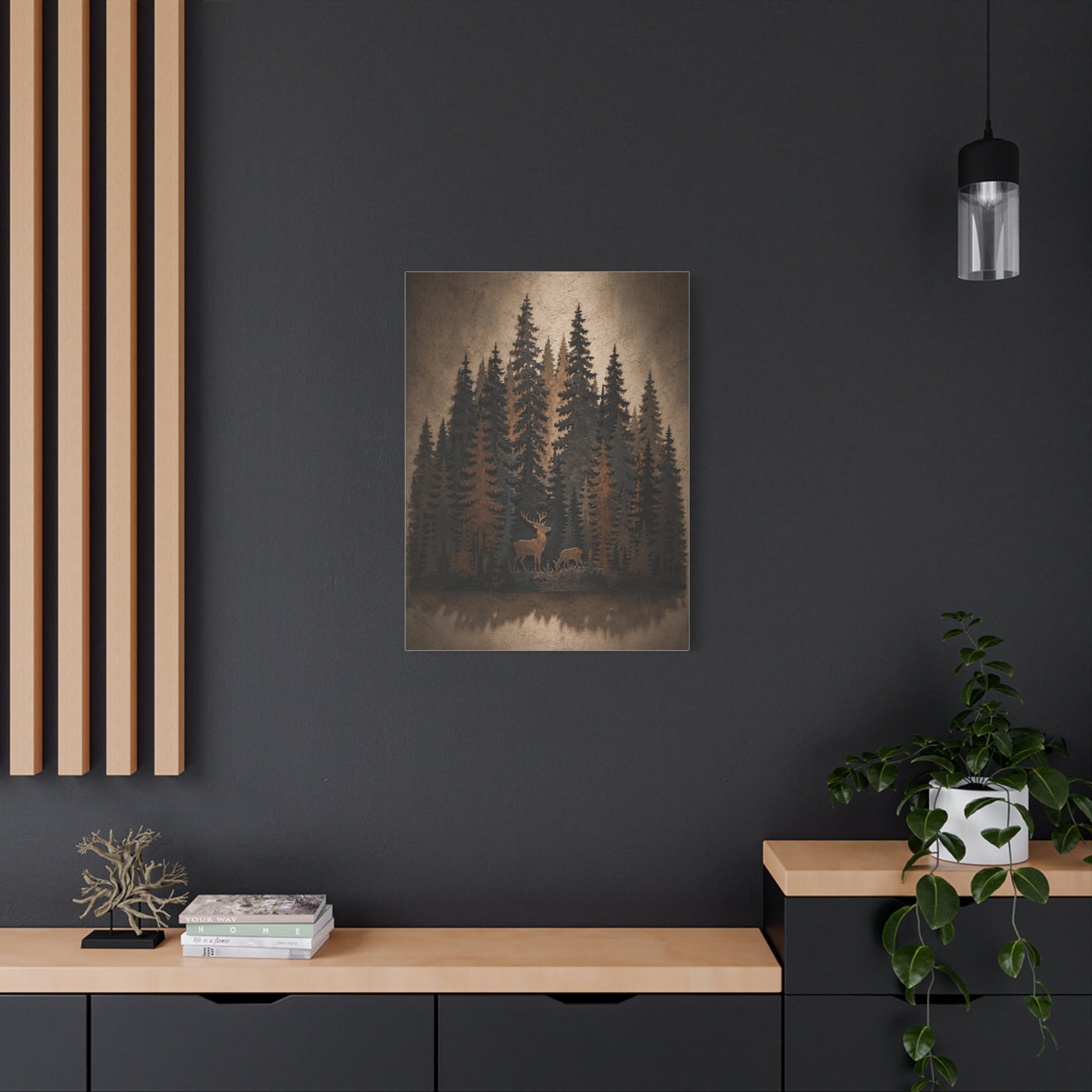 Forest Wildlife Silhouette Scene Trees Wall Art & Canvas Print