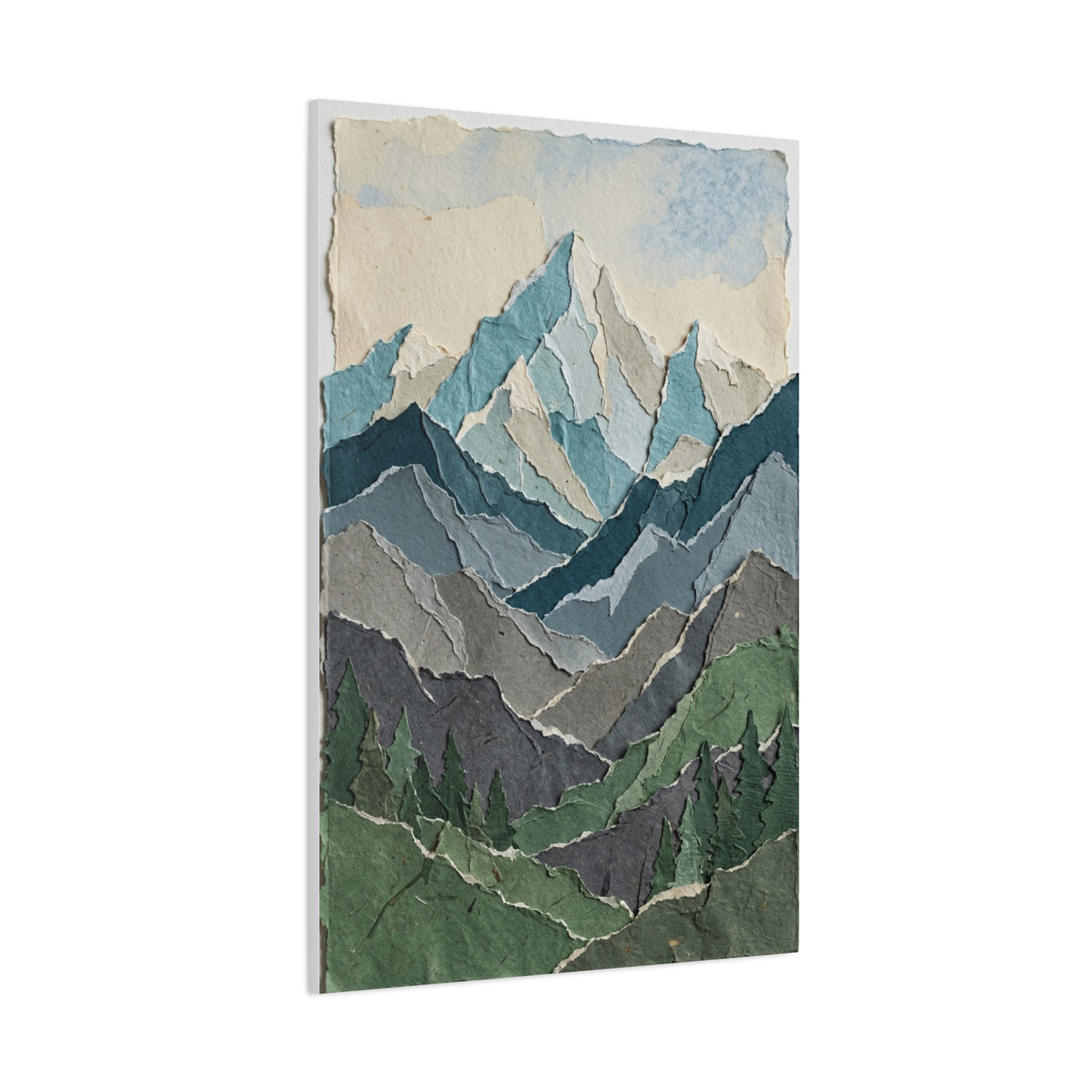 Hand-Torn Paper Collage Mountain Range Wall Art & Canvas Print