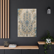 Blue Floral Hamsa Sacred Symbol Wall Art & Canvas Print