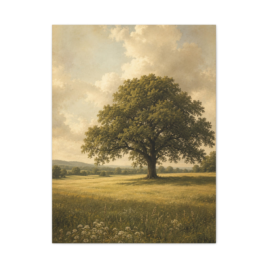 Golden Meadow Lone Tree Landscape Trees Wall Art & Canvas Print