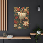 Pichwai White Cow Lotus Garden Wall Art & Canvas Print