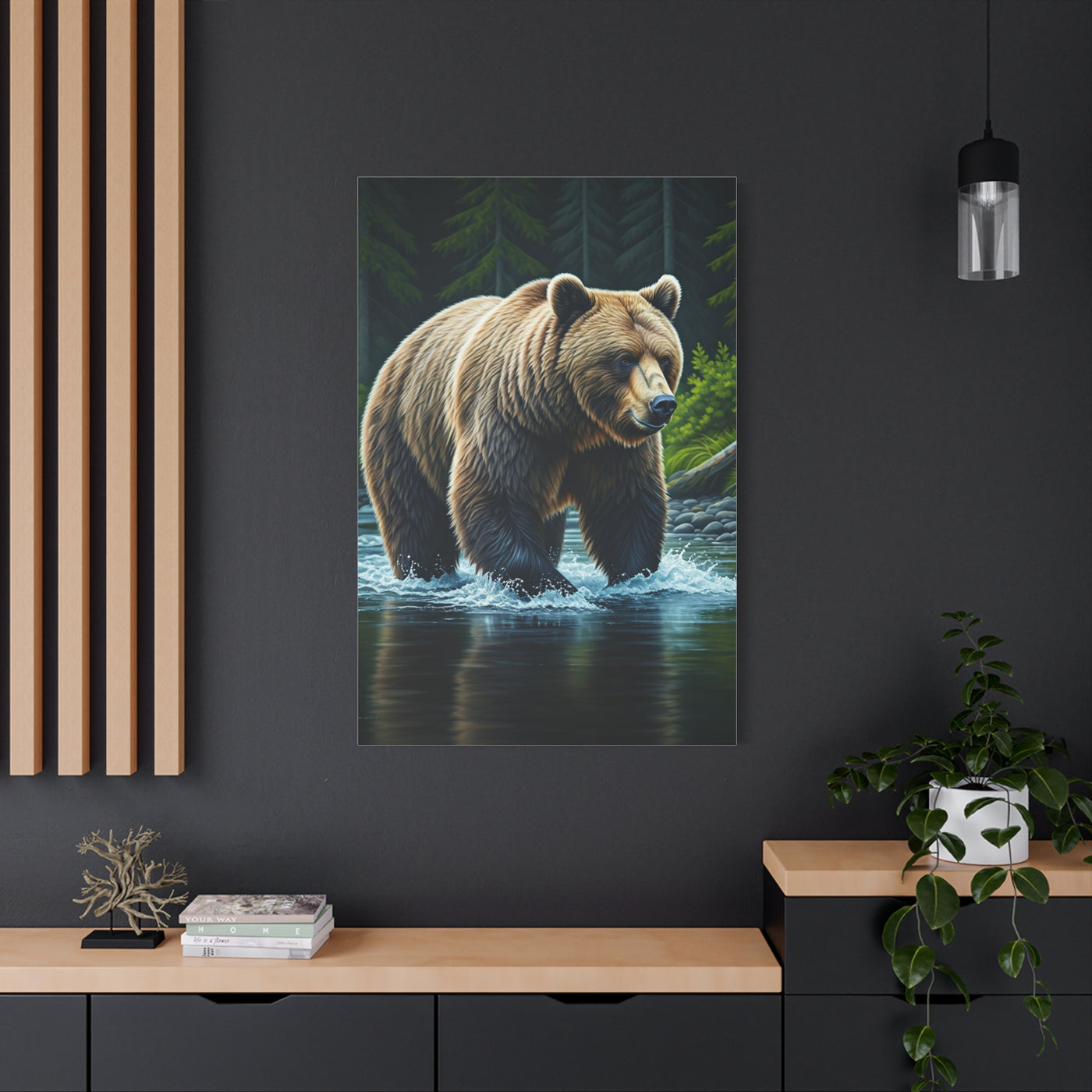 River Crossing Grizzly Bear Wall Art & Canvas Prints