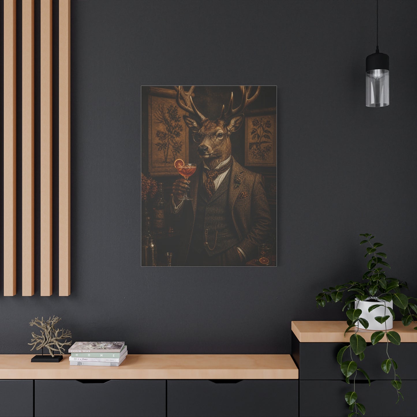 Aristocratic Deer Gentleman Cocktail Portrait Wall Art & Canvas Print