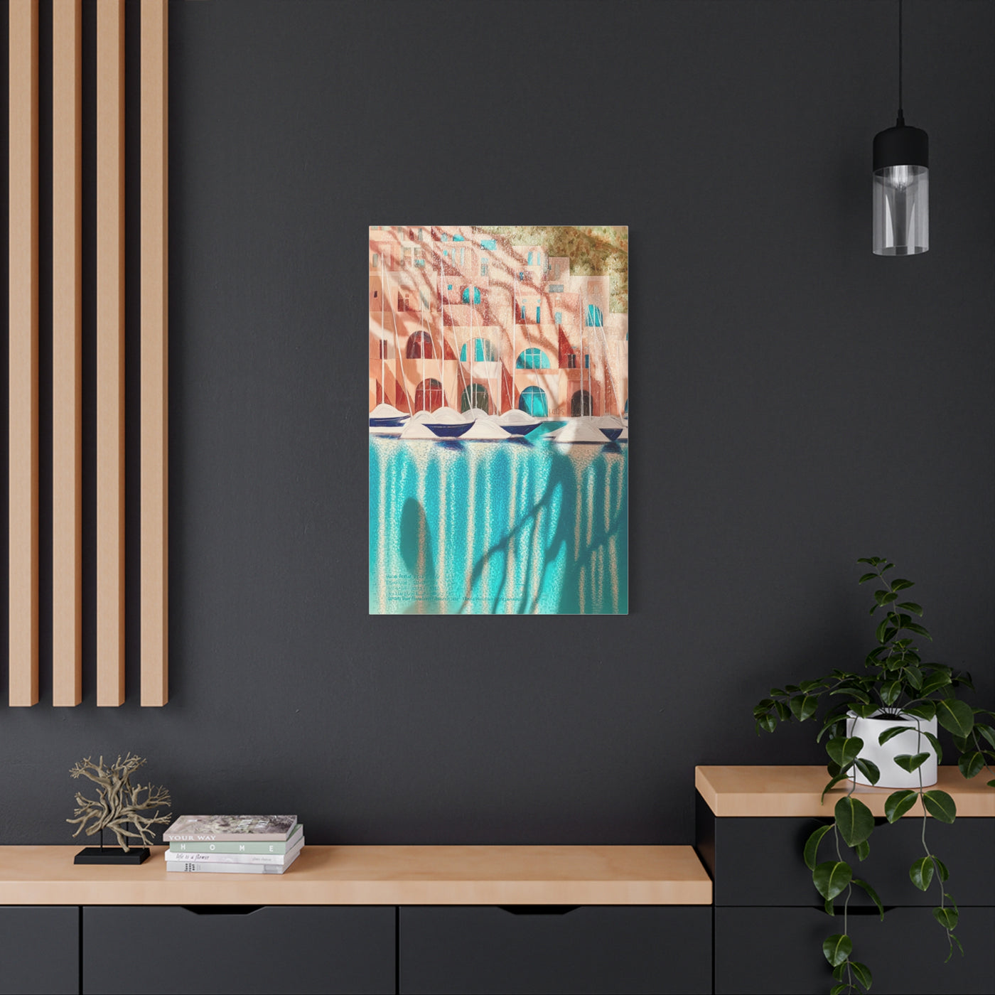 Modern Cubist Harbor Painting Wall Art & Canvas Print