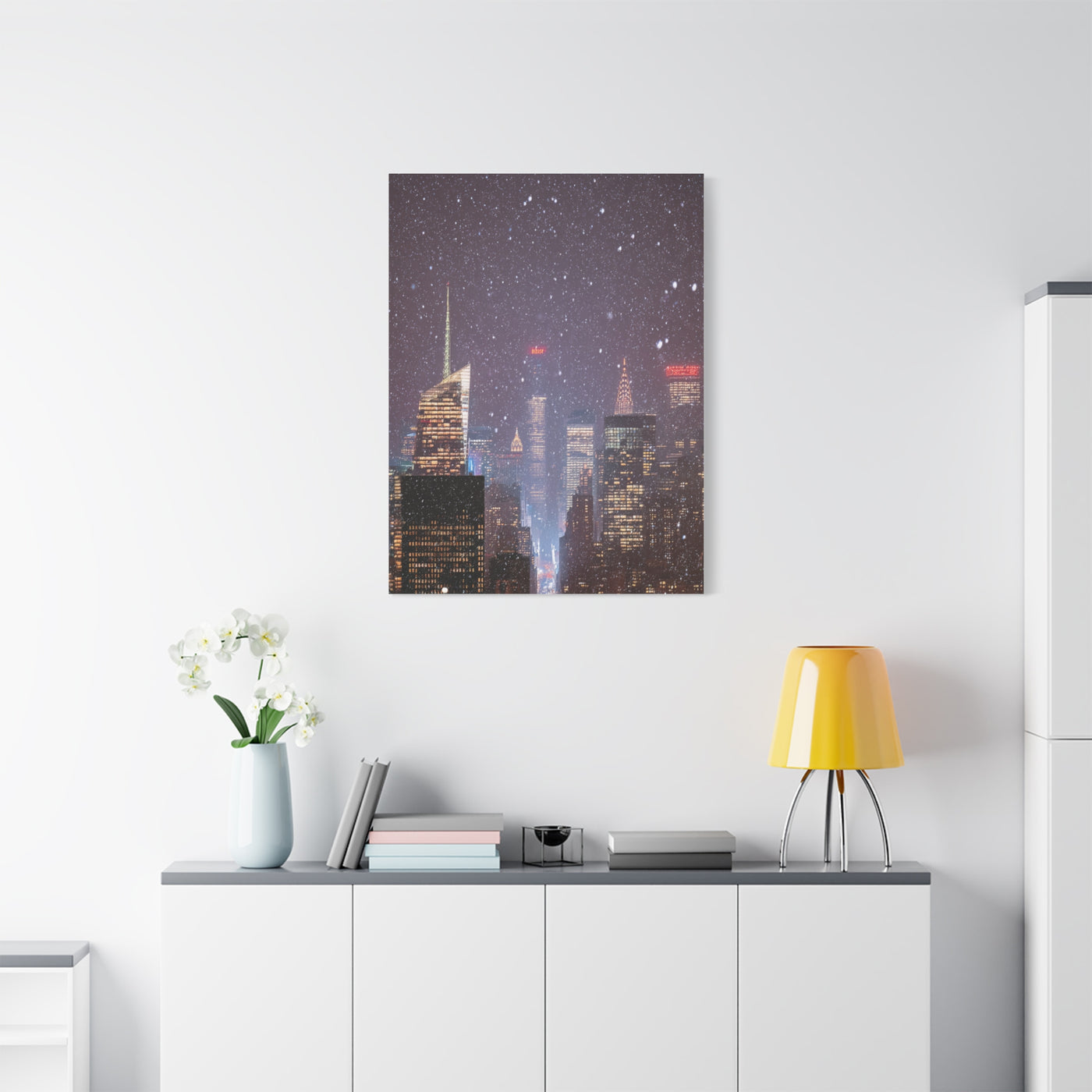 New York Winter Snowfall Skyline Wall Art & Canvas Print