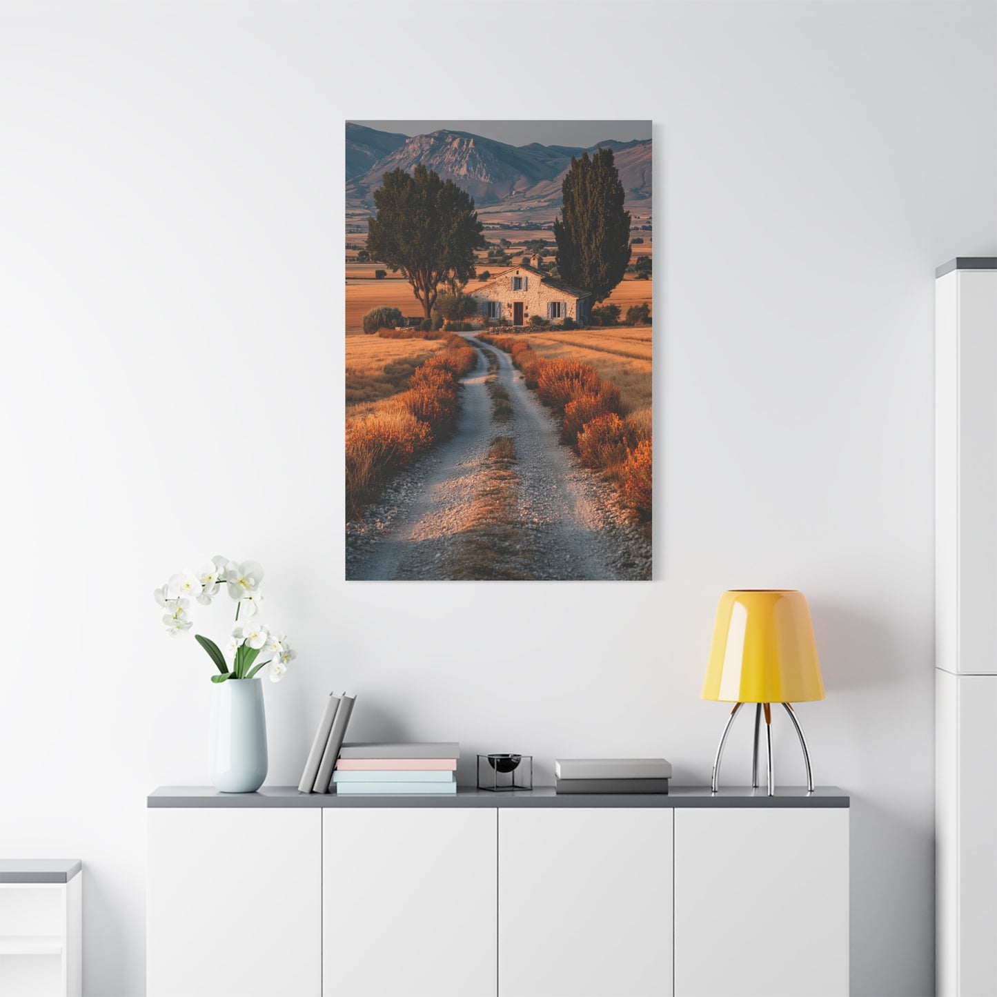 Farmhouse Gravel Lane Countryside Wall Art & Canvas Print