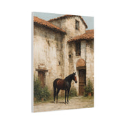 Rustic Courtyard Horse Scene Wall Art & Canvas Print