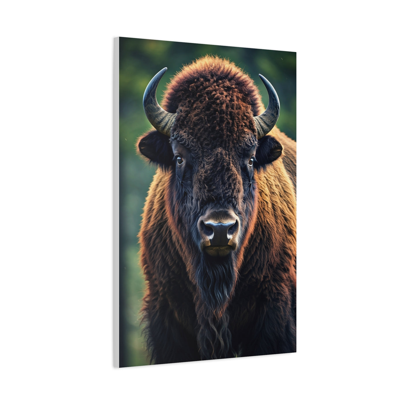 Vibrant Prairie Bison with Natural Green Backdrop Wall Art & Canvas Print