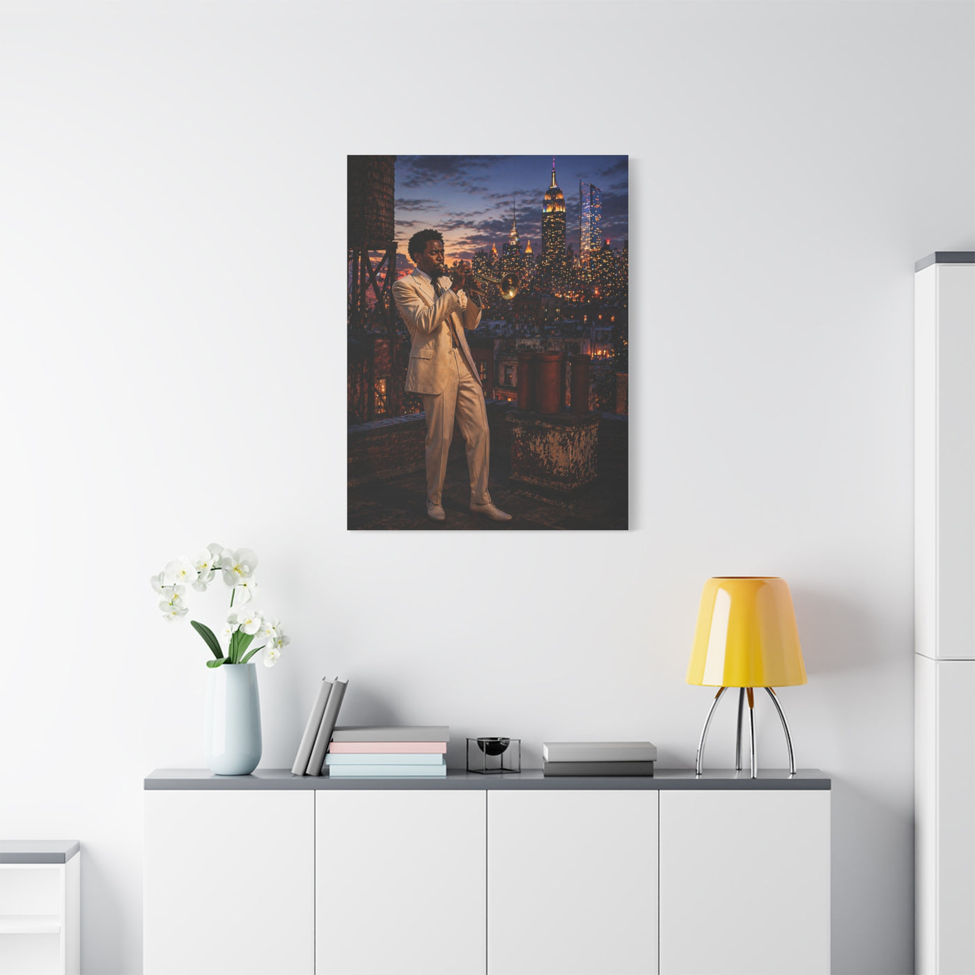 Rooftop Jazz Manhattan Twilight Wall Art & Canvas Print