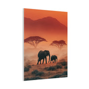 Mother and Calf Savanna Sunrise Wall Art & Canvas Print
