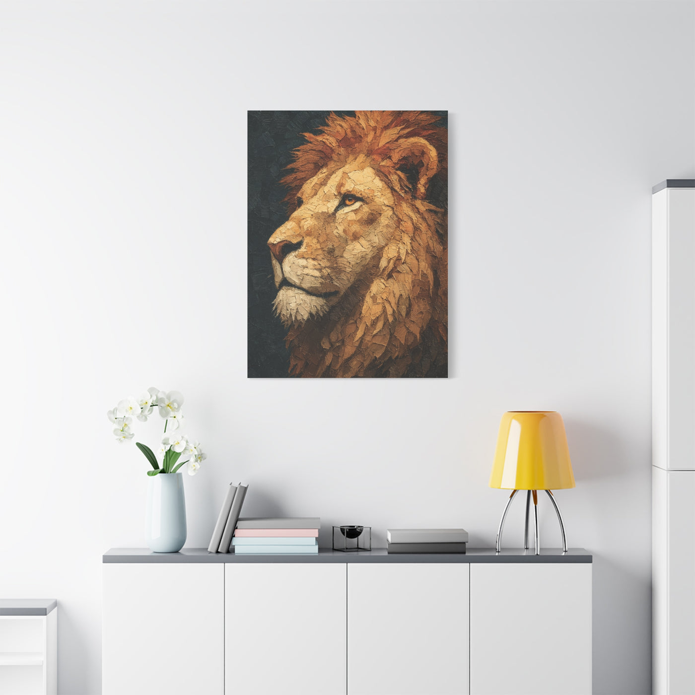 Textured Lion Portrait Painterly Close-Up Wall Art & Canvas Print