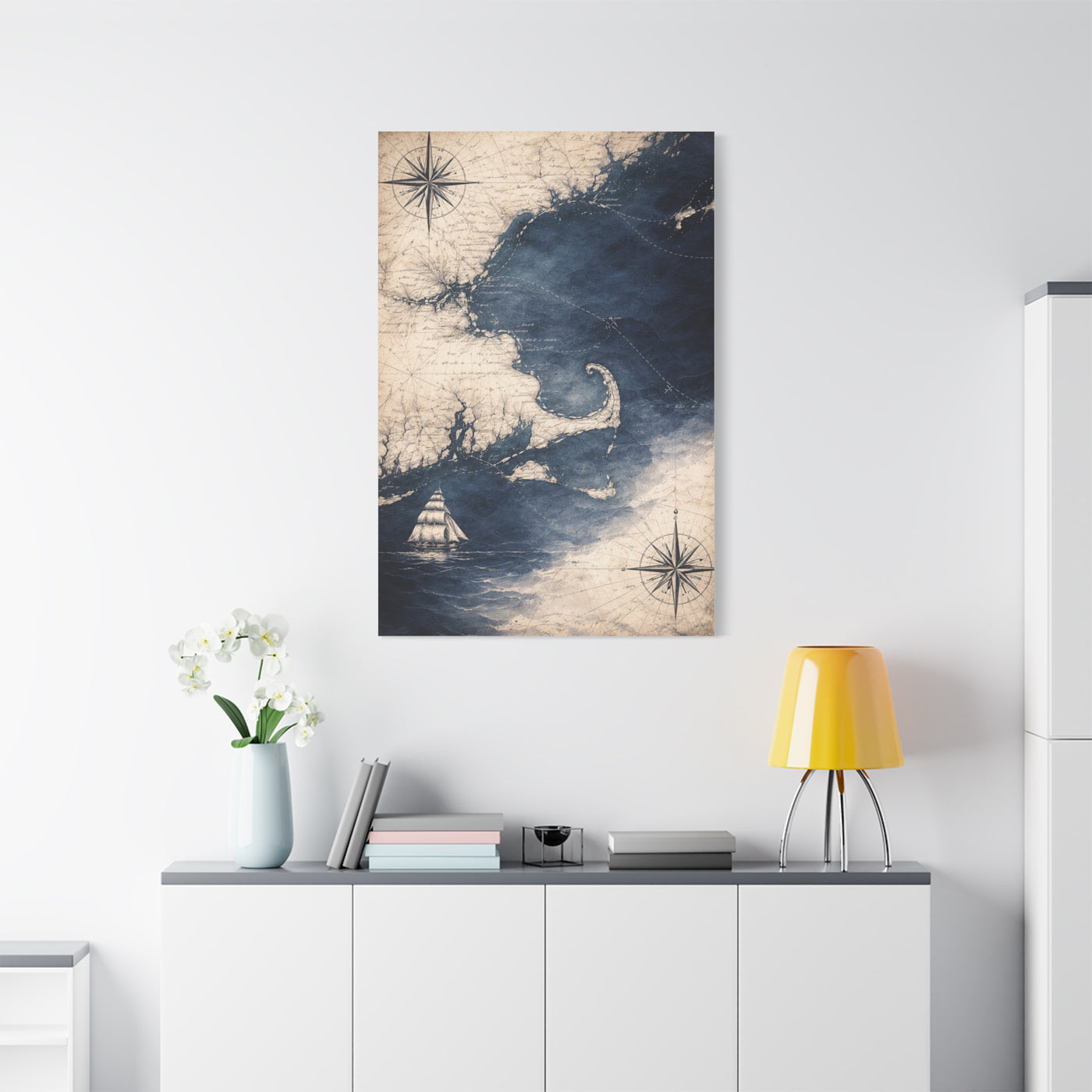 Vintage Nautical Map Ocean Composition Wall Art & Canvas Print