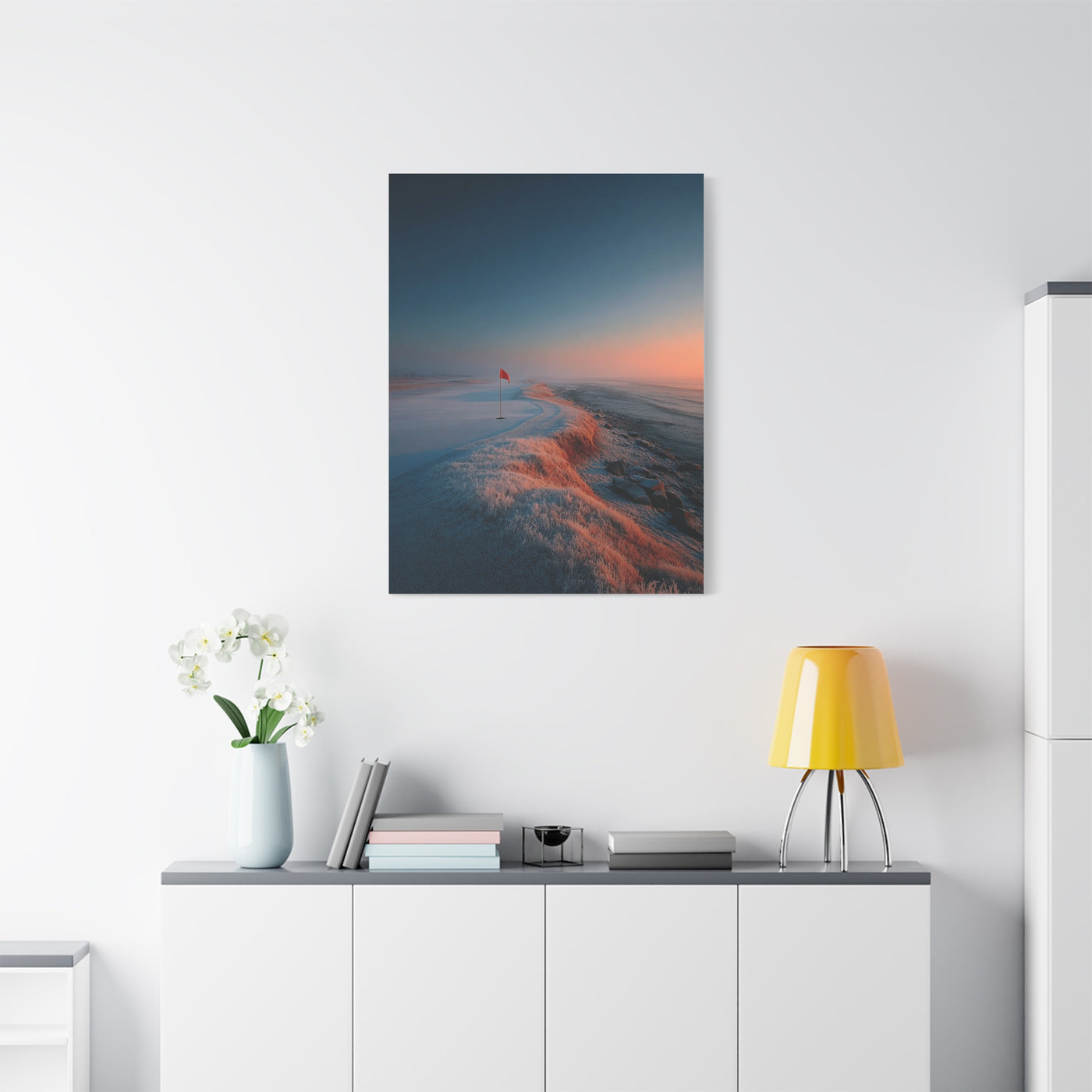 Frosted Coastal Green Minimal Golf Wall Art & Canvas Print