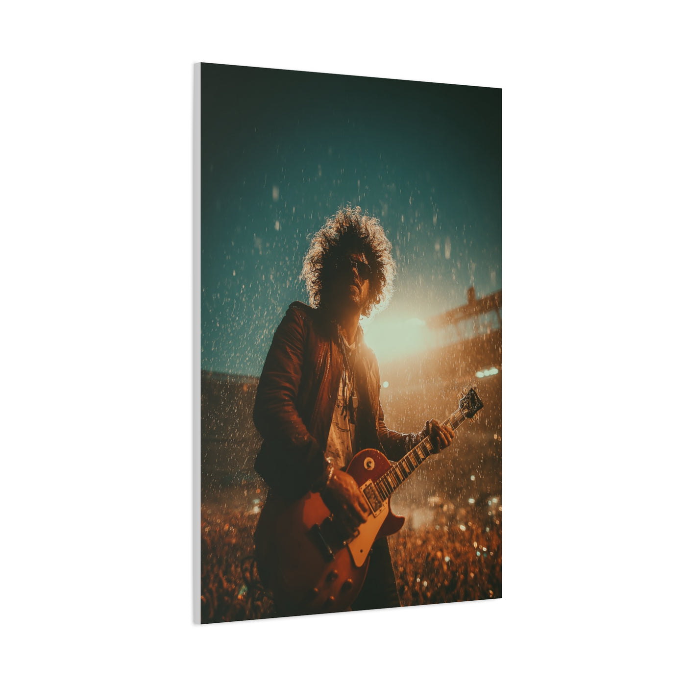 Rain Soaked Rock Guitar Performance Wall Art & Canvas Print
