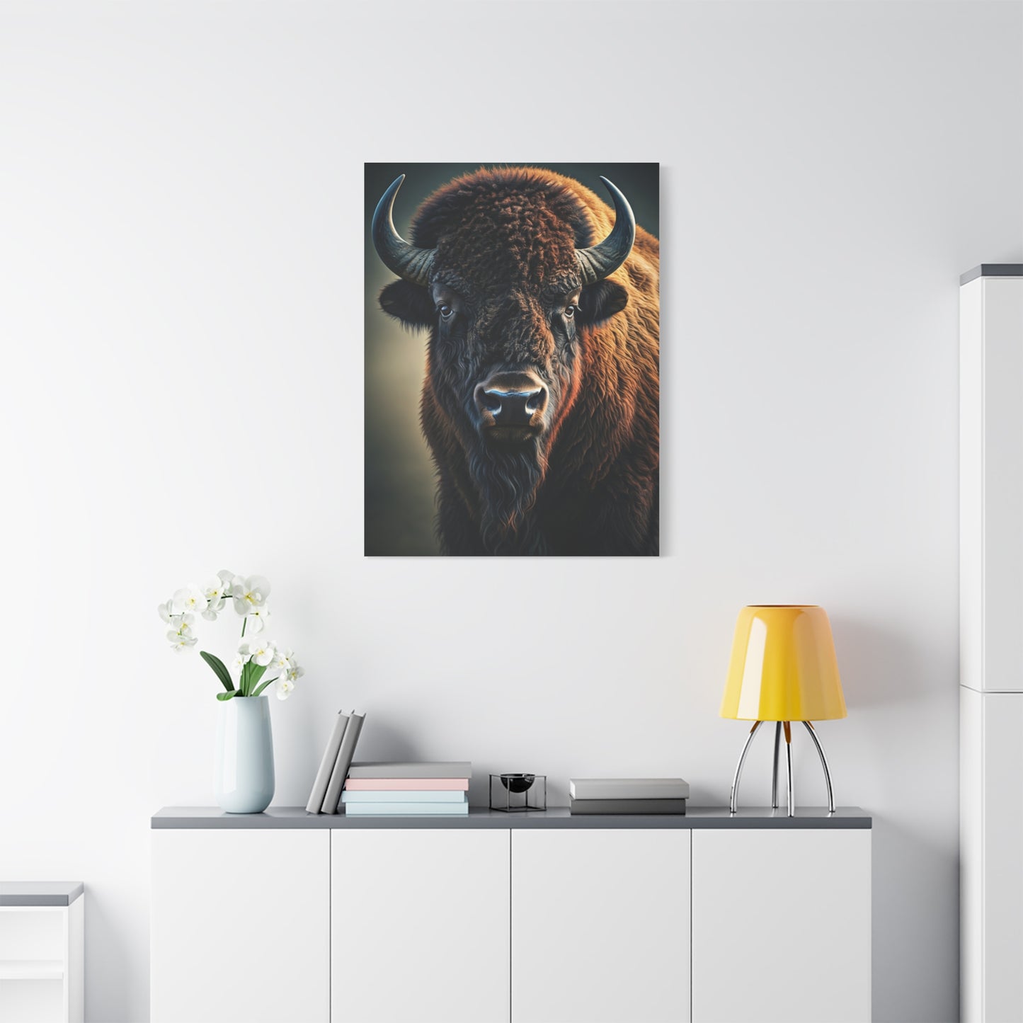 Cinematic American Bison with Golden Rim Light Wall Art & Canvas Print