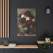 Burgundy Dahlia Autumn Floral Still Life Wall Art & Canvas Print