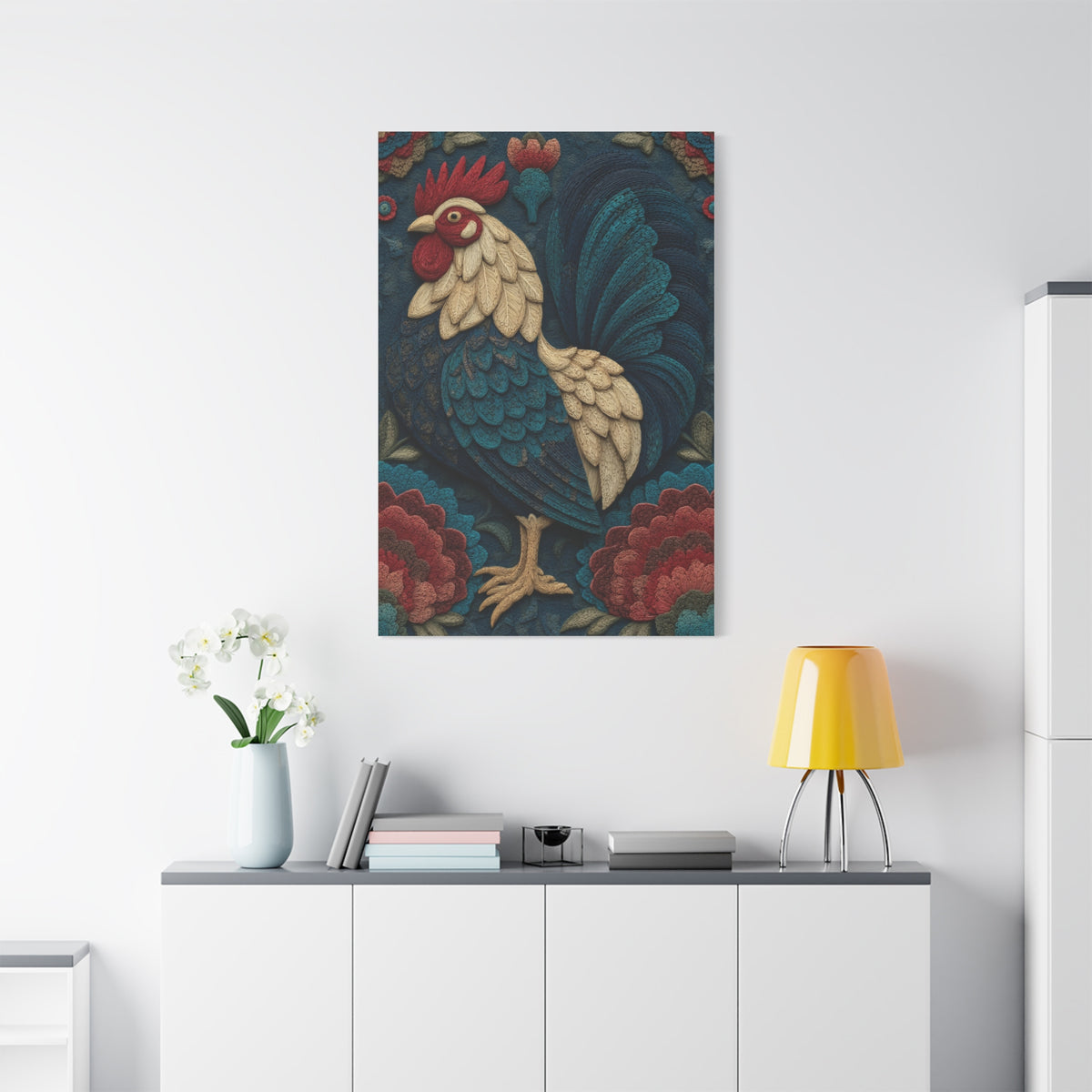 Wycinanki Rooster Folk Ornament Wall Art & Canvas Print