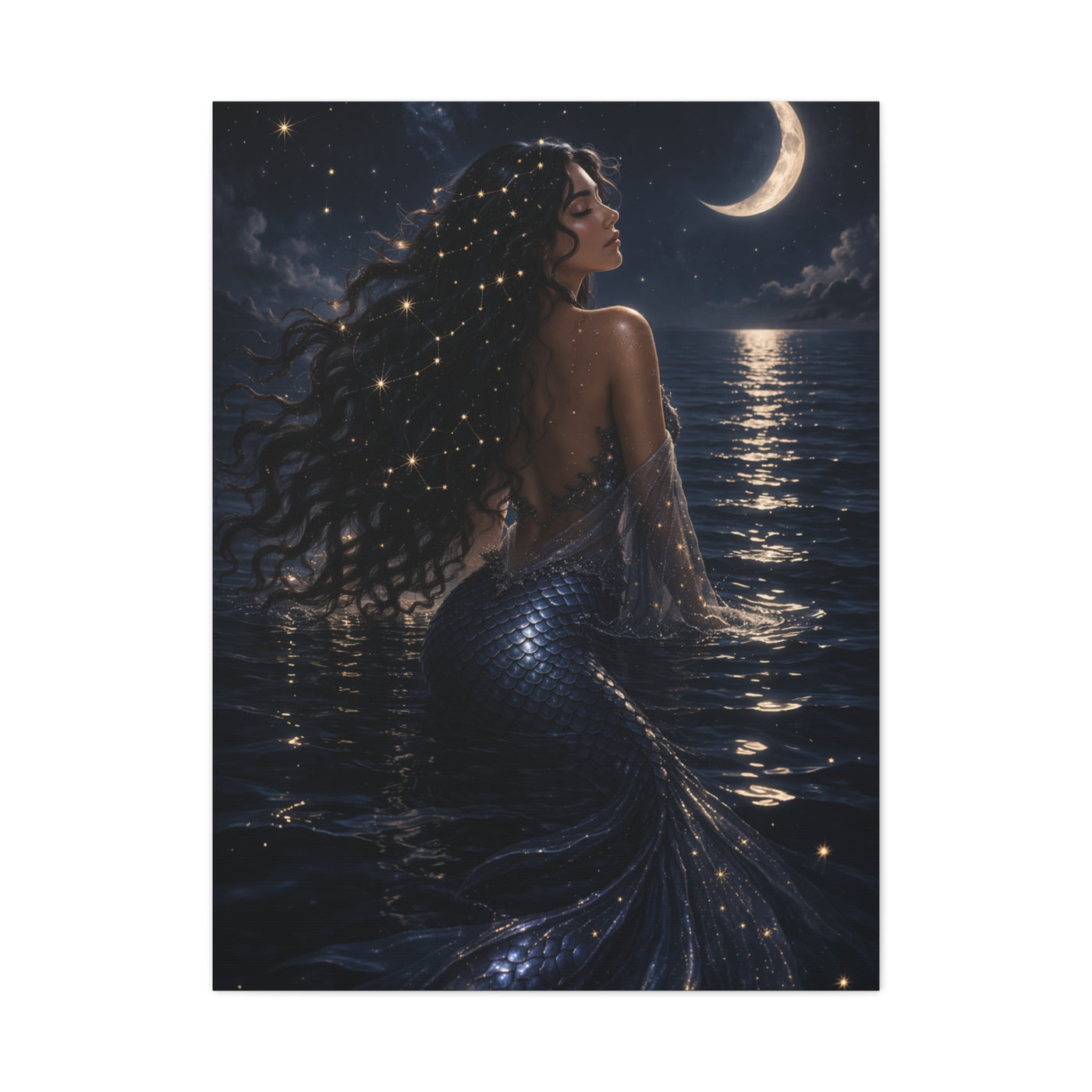 Celestial Moonlight Mermaid Dream Wall Art & Canvas Print