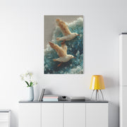 Sea Glass And Driftwood Seagull Coastal Composition Wall Art & Canvas Print