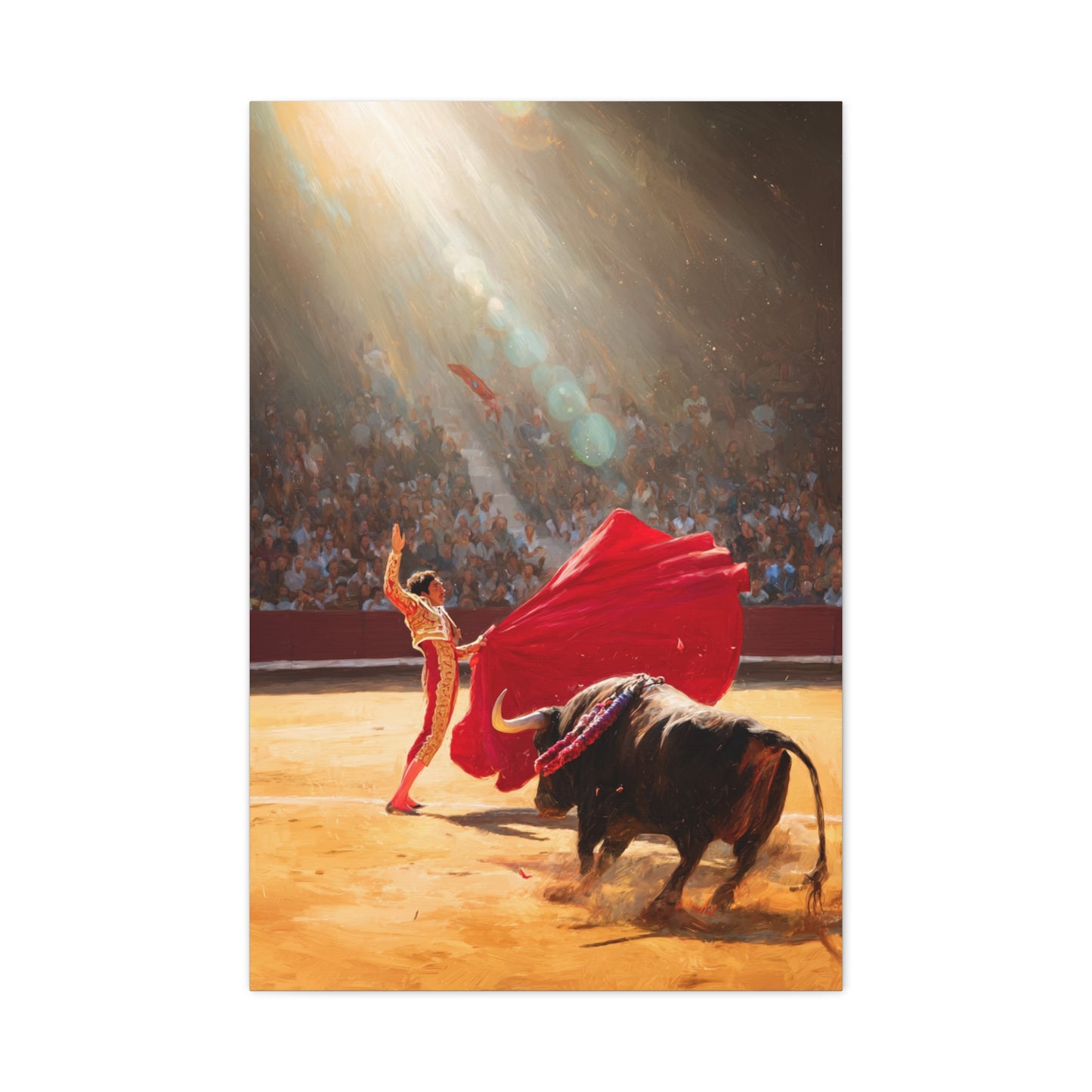 Spanish Matador and Charging Bull Arena Scene Wall Art & Canvas Print
