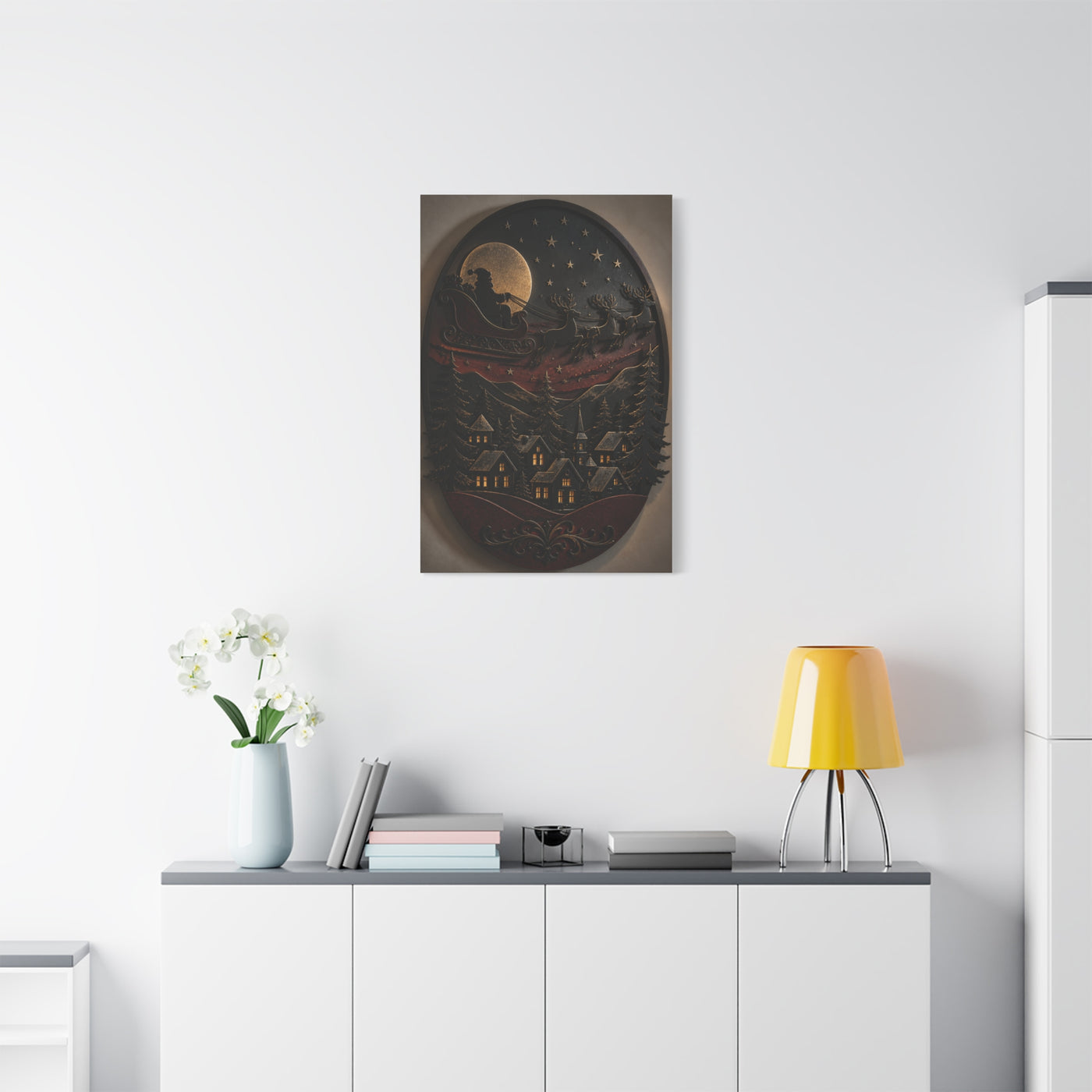 Layered Metal Santa Sleigh Village Wall Art & Canvas Print
