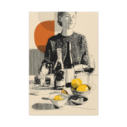 Minimalist Line Art Dining Scene Wall Art & Canvas Print