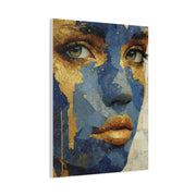 Blue and Gold Abstract Face Collage Wall Art & Canvas Print