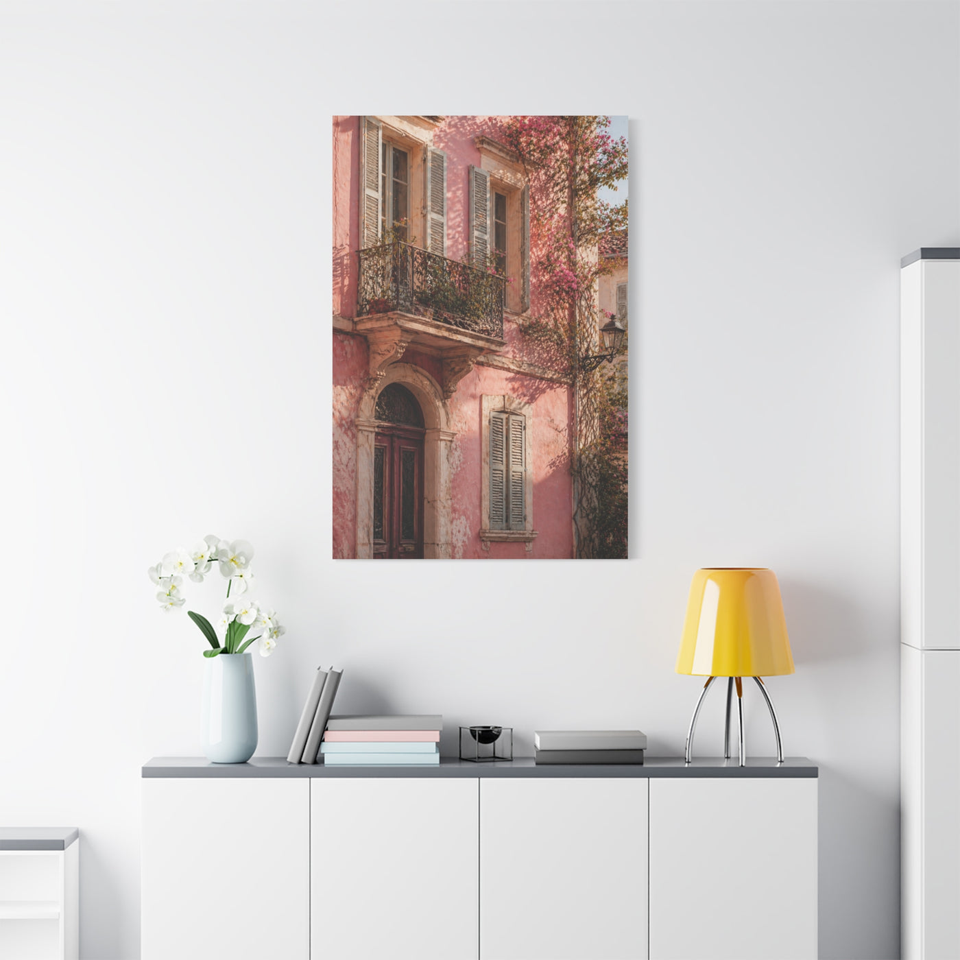 Romantic European Pink Facade Wall Art & Canvas Print
