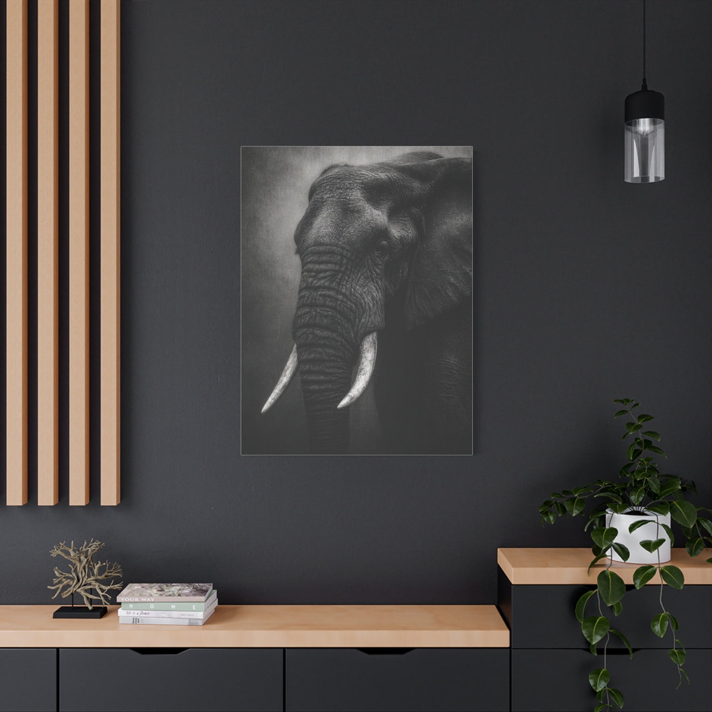 Monochrome Elephant Fine Art Portrait Wall Art & Canvas Print