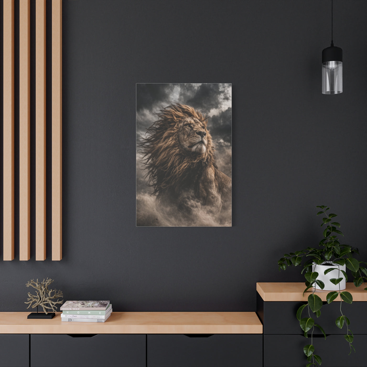 Storm King Lion Dramatic Portrait Wall Art & Canvas Print