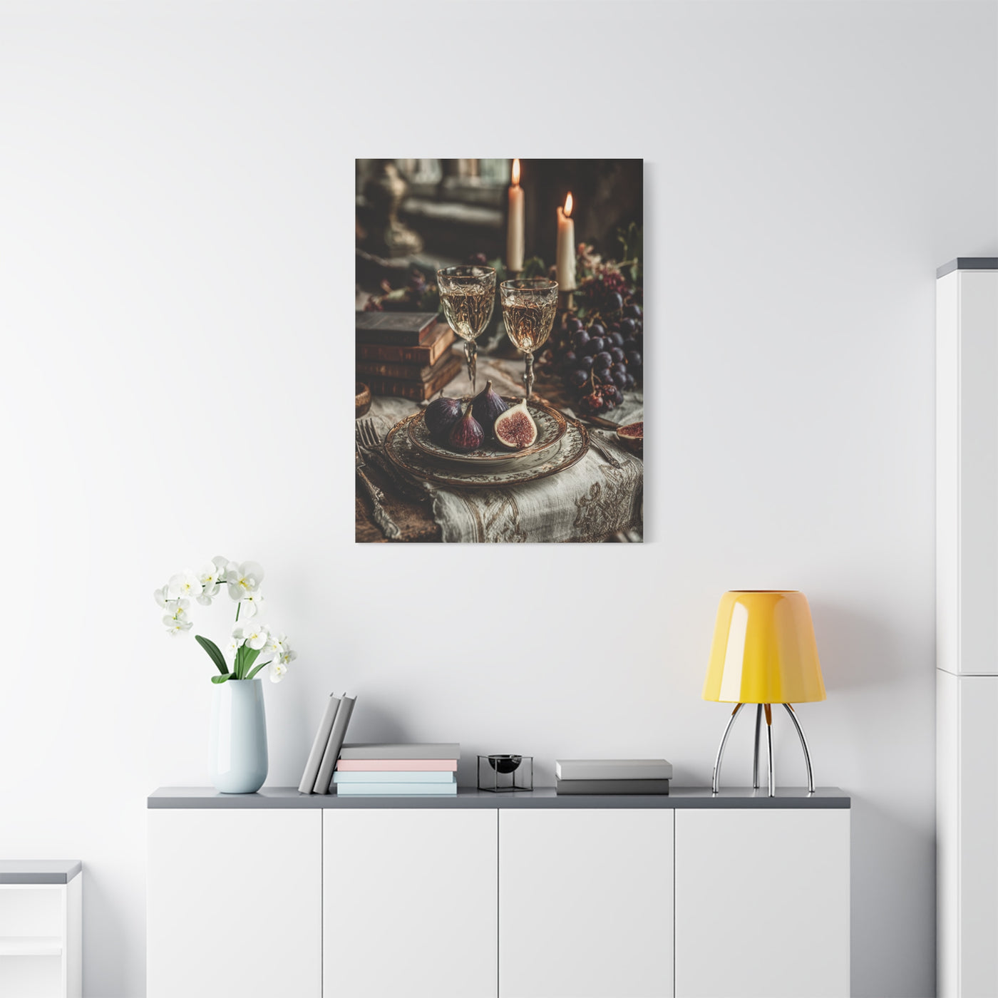 After-Dinner Wine and Fig Table Wall Art & Canvas Print