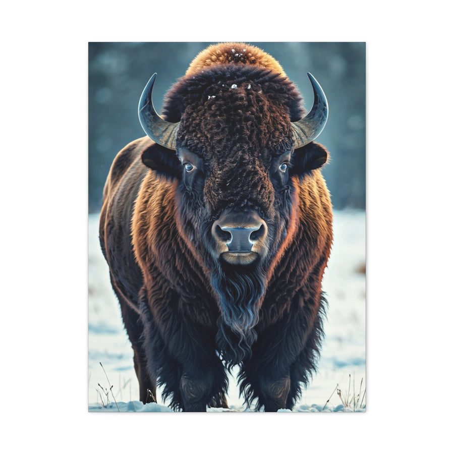 Winter American Bison in Snow Landscape Wall Art & Canvas Print