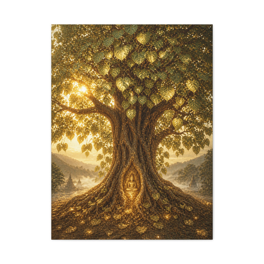 Golden Bodhi Tree Illumination Wall Art & Canvas Print