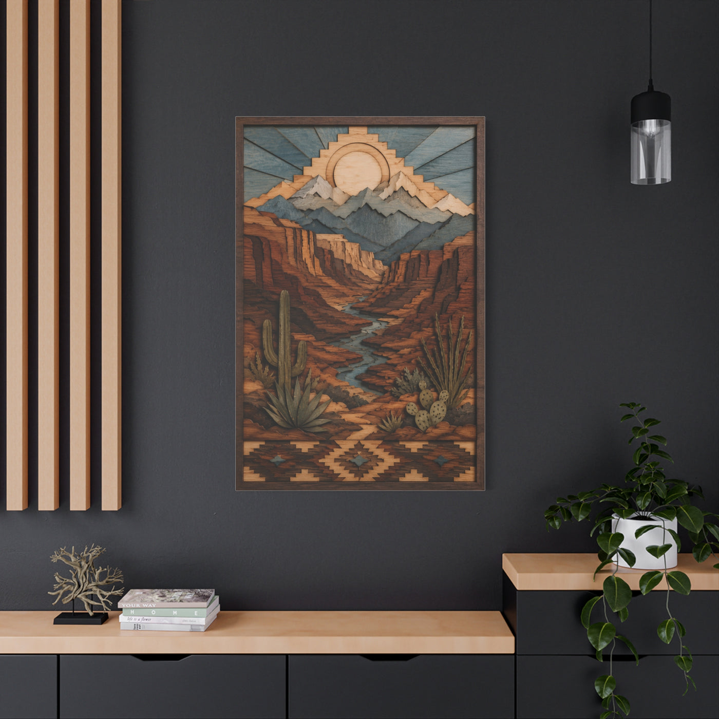 Layered Canyon Wood Mosaic Southwest Wall Art & Canvas Print