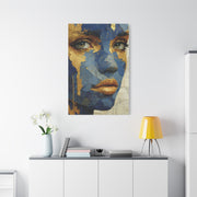 Blue and Gold Abstract Face Collage Wall Art & Canvas Print