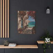 Sicilian Coastal Balcony Scene Wall Art & Canvas Print