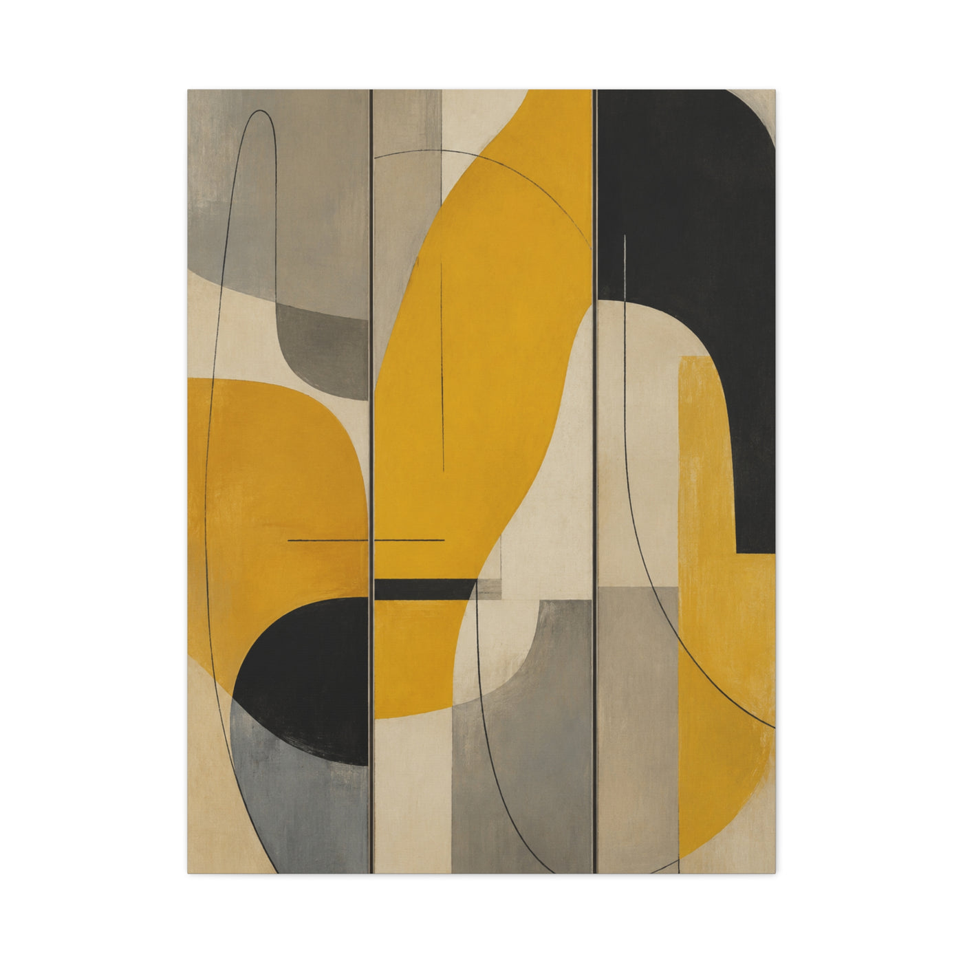 Organic Flow Mustard Curve Abstract Wall Art & Canvas Print