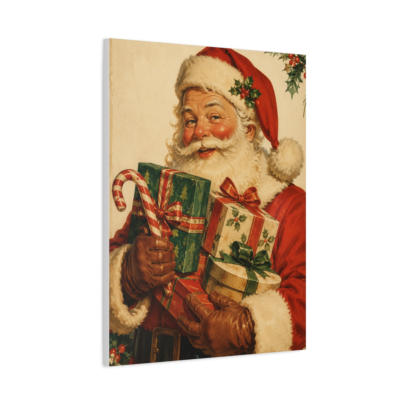 Vintage Americana Santa with Presents Wall Art & Canvas Print