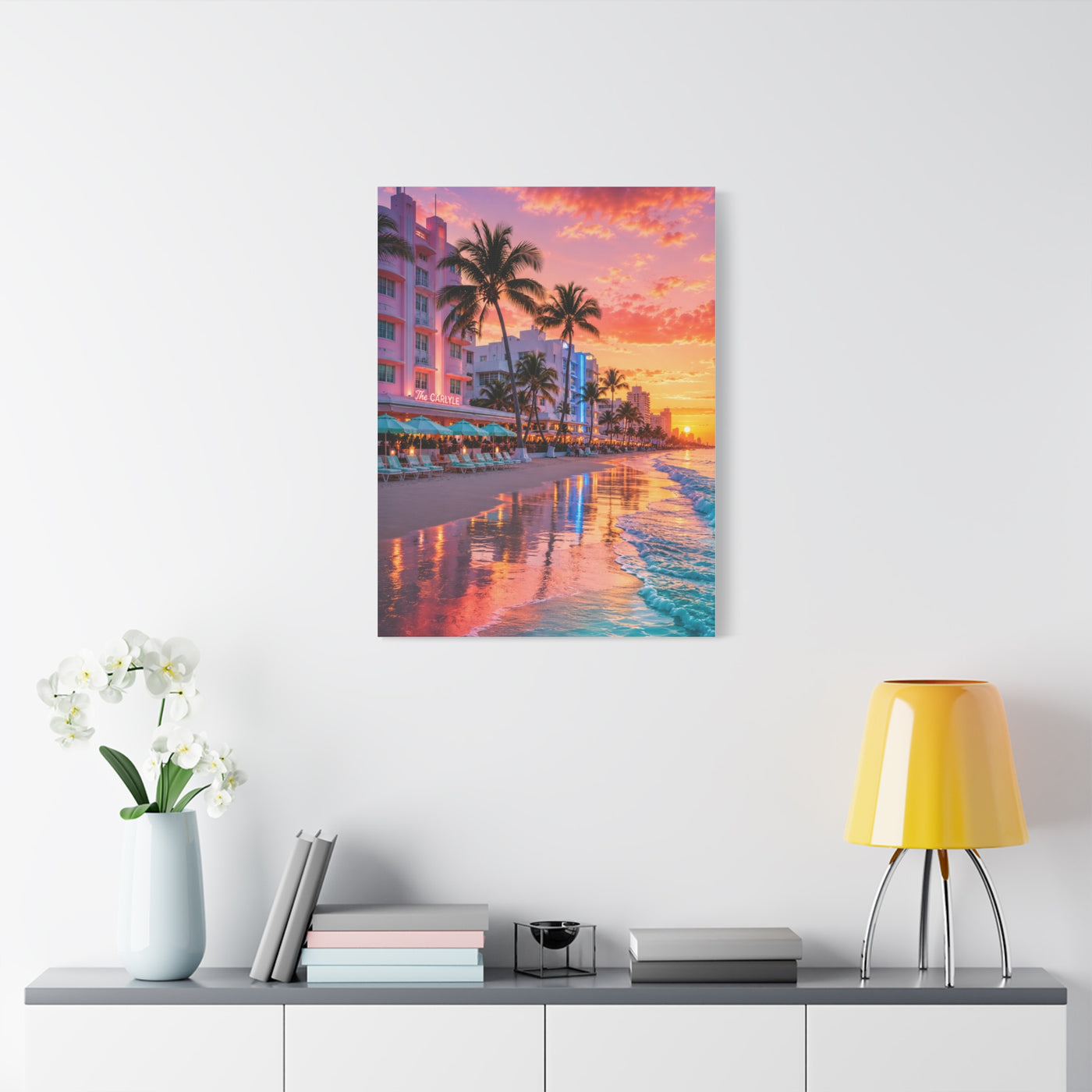 Miami Beach Art Deco Sunset Wall Art & Canvas Print