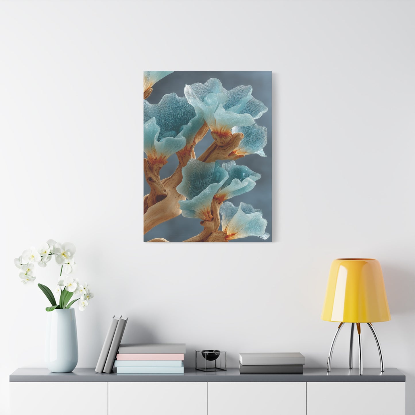 Driftwood and Sea Glass Floral Sculpture Wall Art & Canvas Print