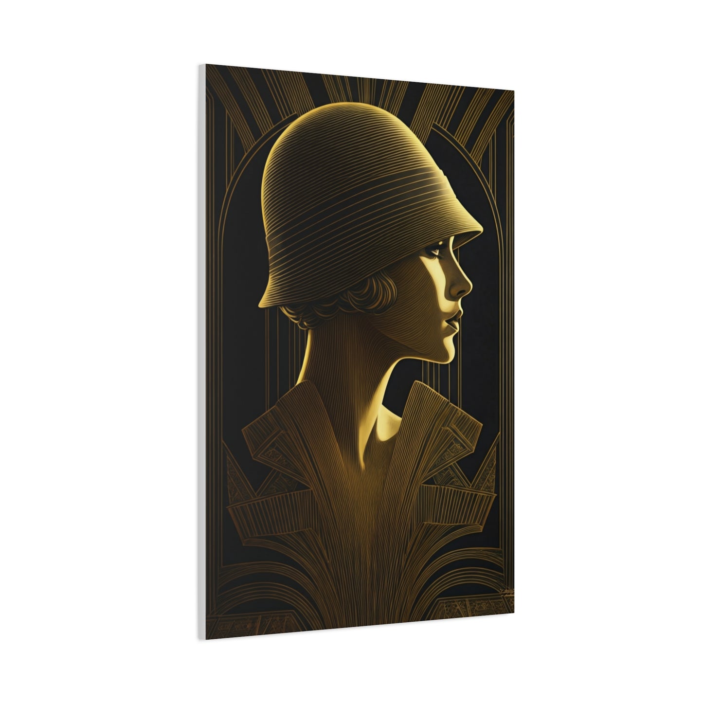 Golden Deco Profile Woman Wall Art & Canvas Prints