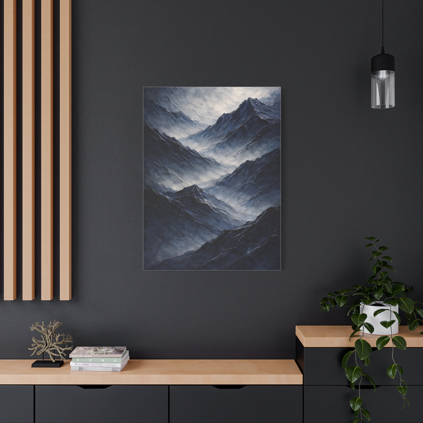 Textured Navy Mountain Horizon Wall Art & Canvas Print