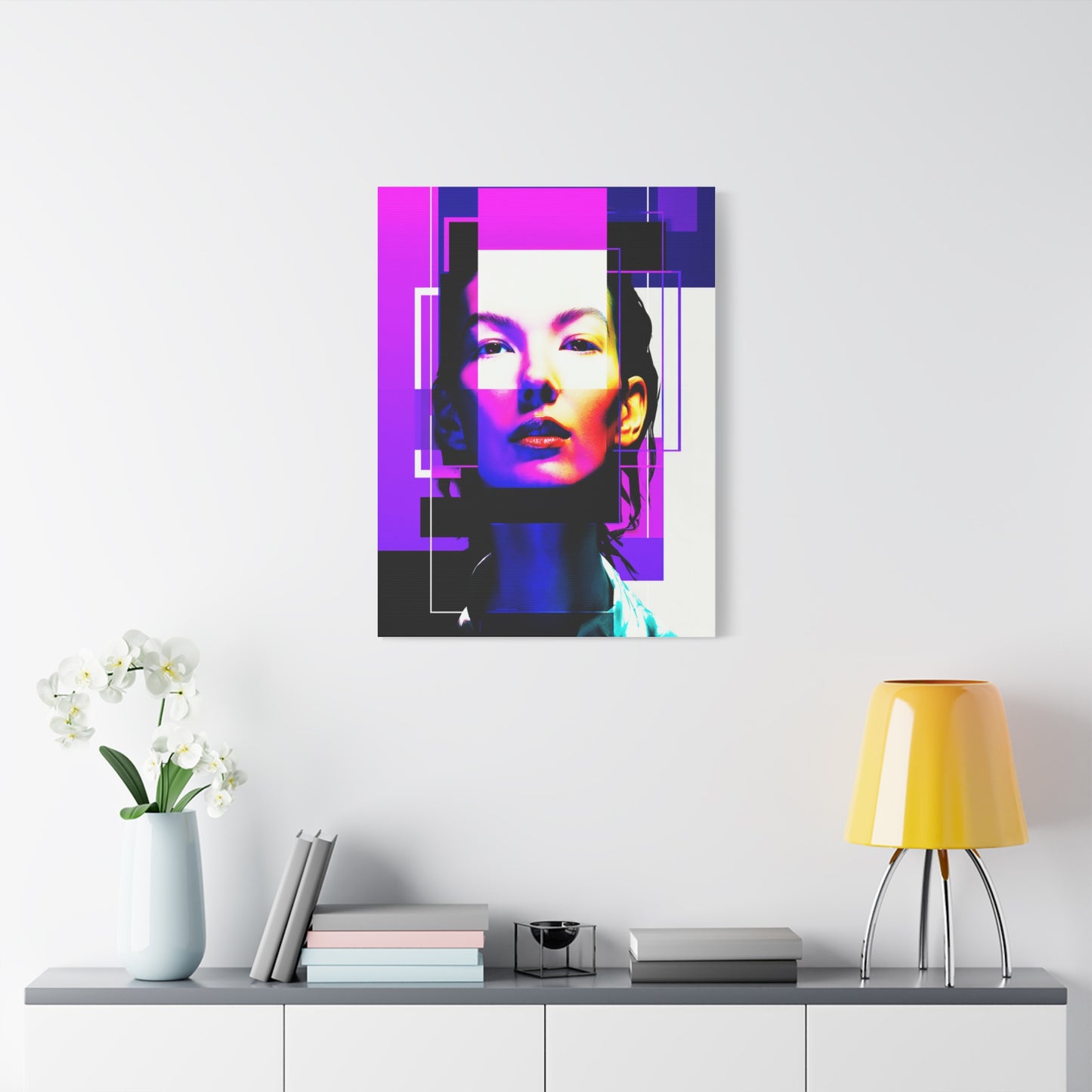 Neon Geometry Portrait Wall Art & Canvas Print