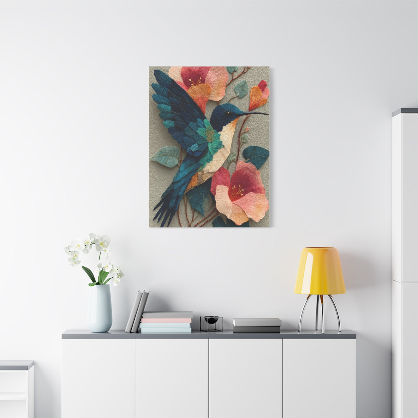 Hummingbird Botanical Collage Wall Art & Canvas Print