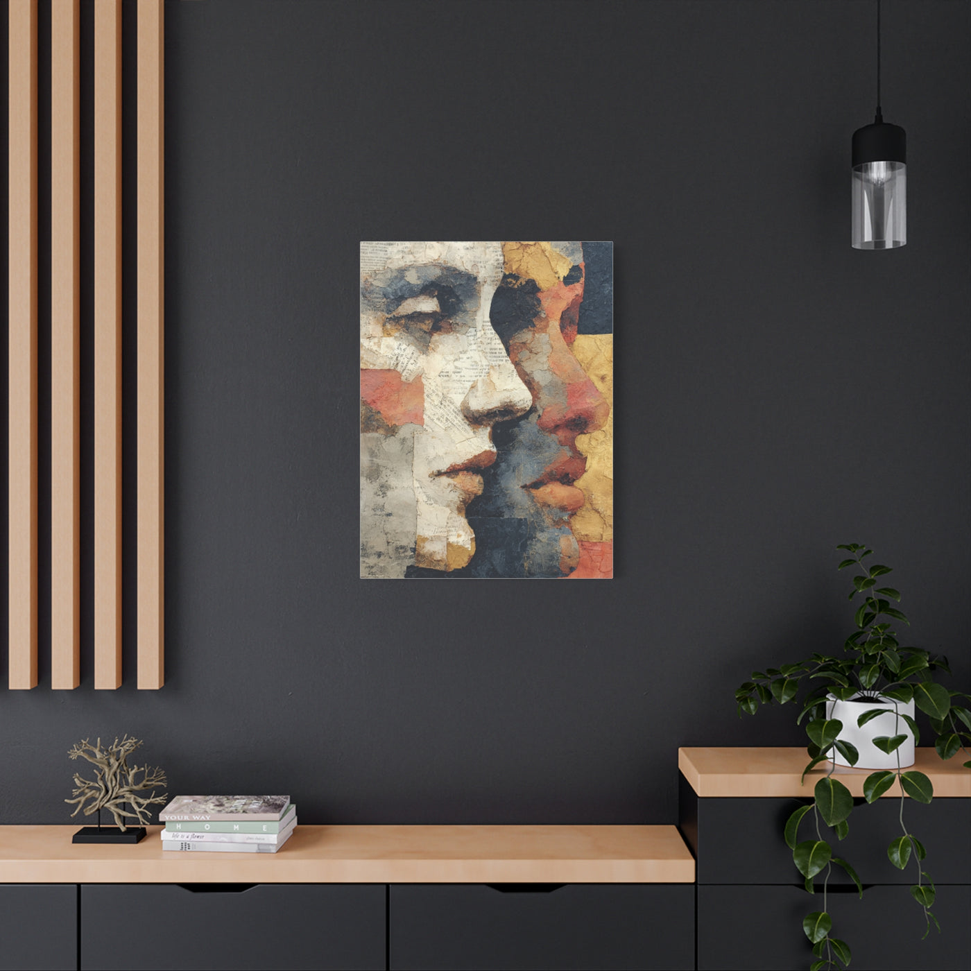 Dual Faces Collage Abstraction Wall Art & Canvas Print