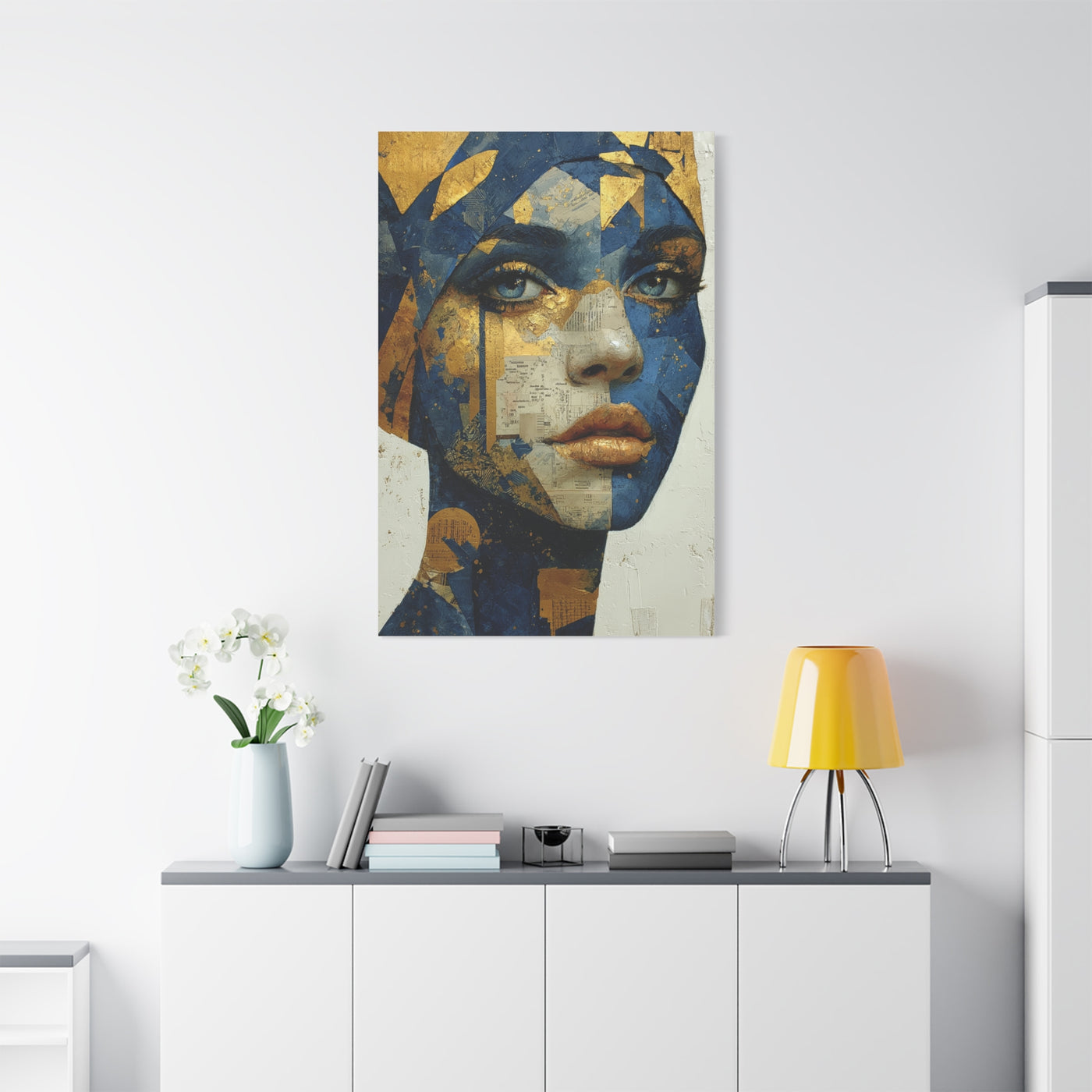 Geometric Gold Mask Portrait Wall Art & Canvas Print