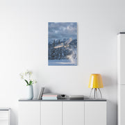 Snowy Owl Mountain Flight Wall Art & Canvas Print