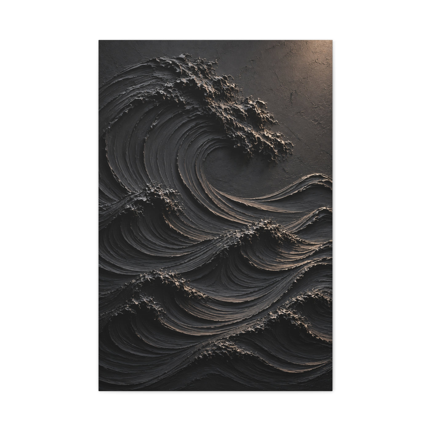 Matte Black Sculptural Ocean Motion Wall Art & Canvas Print