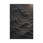 Matte Black Sculptural Ocean Motion Wall Art & Canvas Print